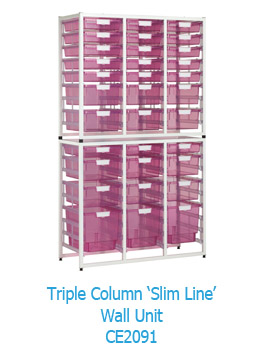 Triple Column Slim Line Wall Storage Unit